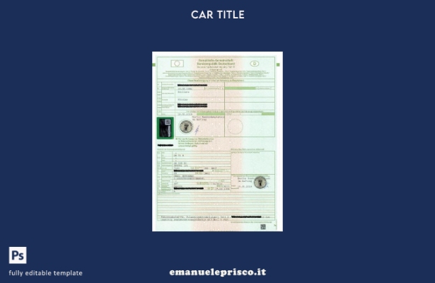 modello di certificato di immatricolazione del veicolo tedesco in stile verifica